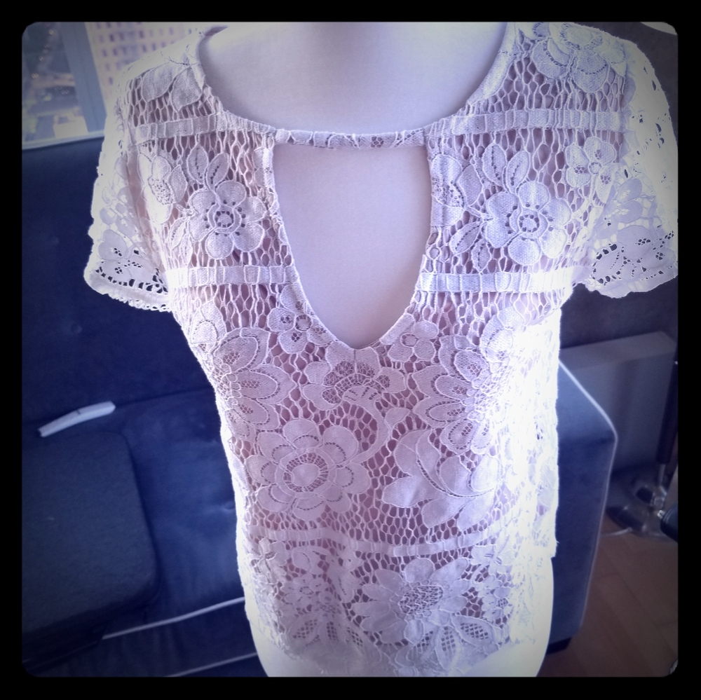 Express White Lace Top